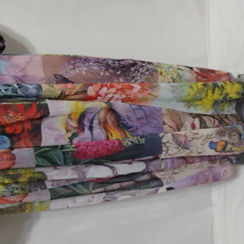 Dalia Macphee Mixed Patchwork Print Sheer Maxi Dr… - image 4